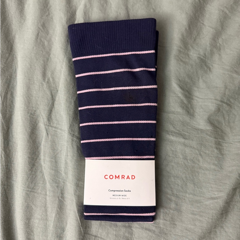 Comrad Navy and Pink Striped Compression Socks